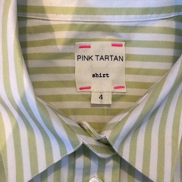 PINK TARTAN Herringbone Stripe Shirt (in Green/White- Size 4) - Picture 3 of 6